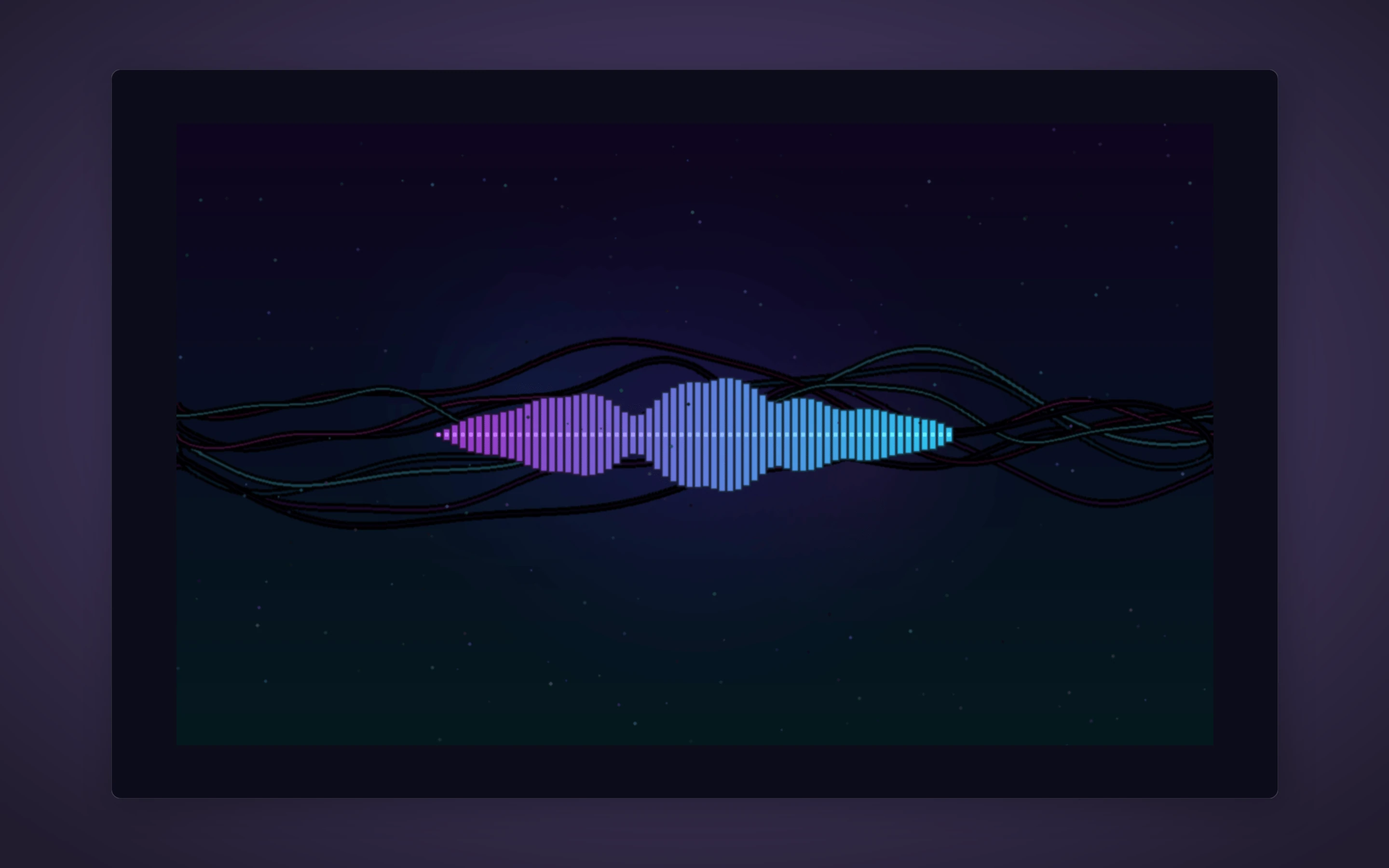 Music Viz TV concept showing psychedelic shader visualization on Apple TV